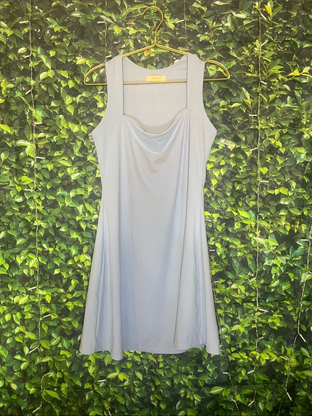 Qinsen Light Blue A-Line Mini Dress with Scoop Neck